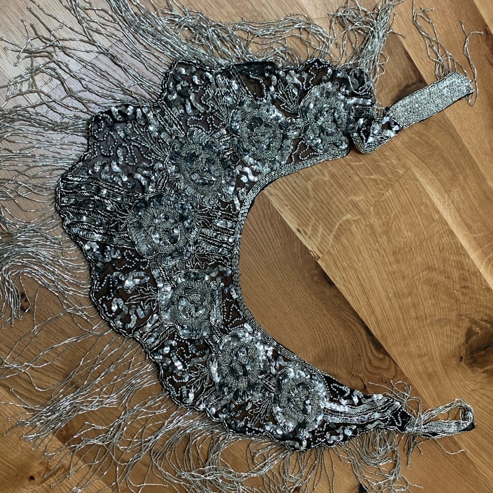 Elegant Beaded shawl collar scarf